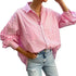 'Primrose' Striped Button Up Long Sleeve Shirt - Celes Fashion
